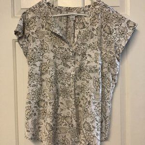 Liz Claiborne | White Floral Short Sleeved Blouse